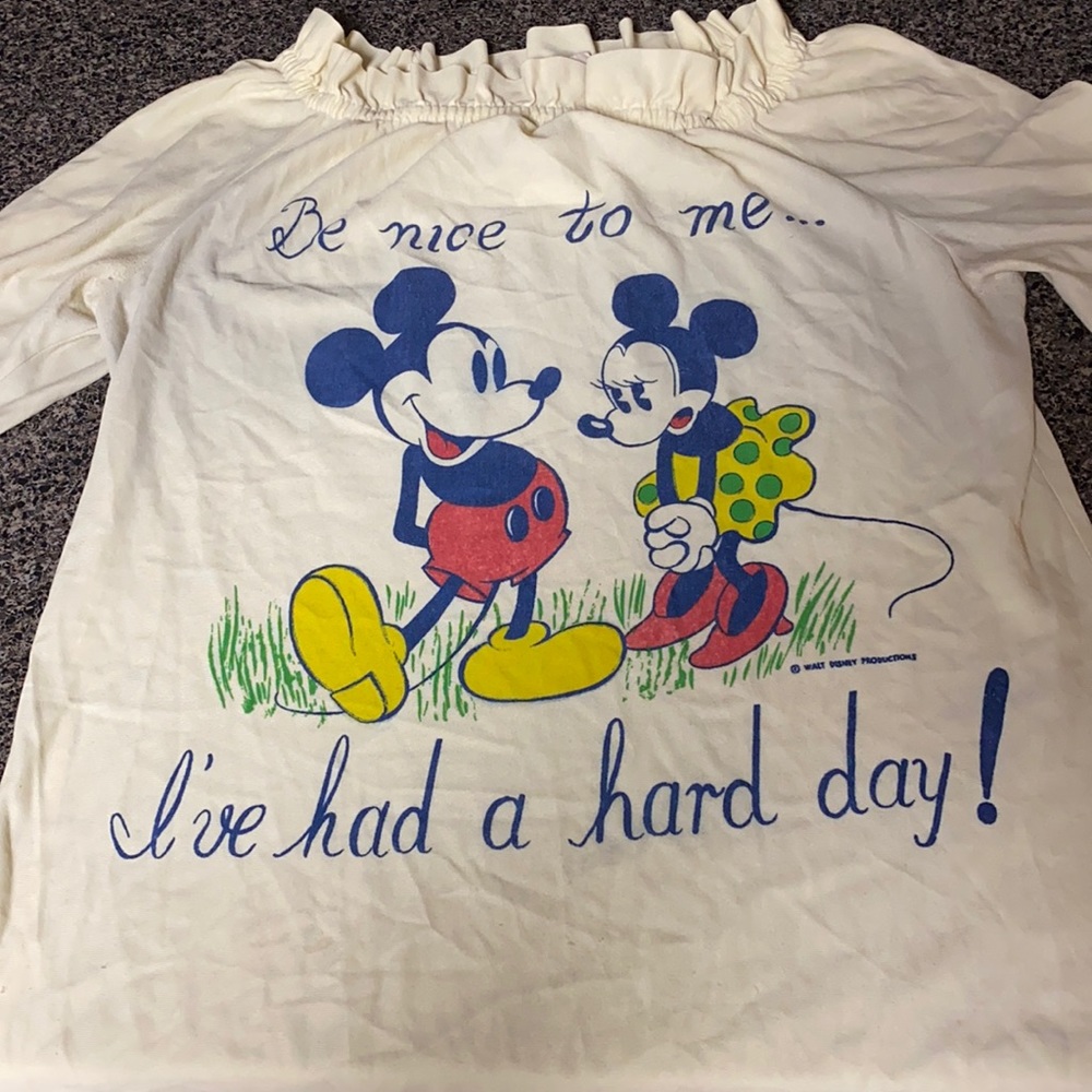 Antique Disney Shirt Mickey Minnie Mouse Rare Vintage Nightshirt M
